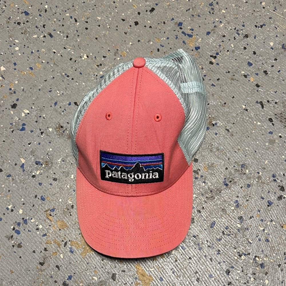 Patagonia Coral Pink and Light Gray Mesh Trucker Hat